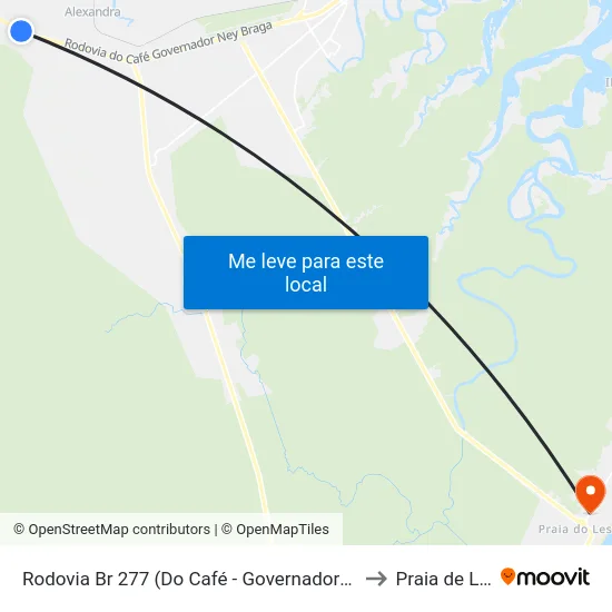 Rodovia Br 277 (Do Café - Governador Ney Braga) to Praia de Leste map