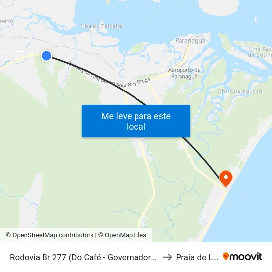 Rodovia Br 277 (Do Café - Governador Ney Braga) to Praia de Leste map