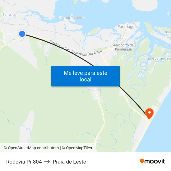 Rodovia Pr 804 to Praia de Leste map