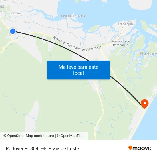 Rodovia Pr 804 to Praia de Leste map