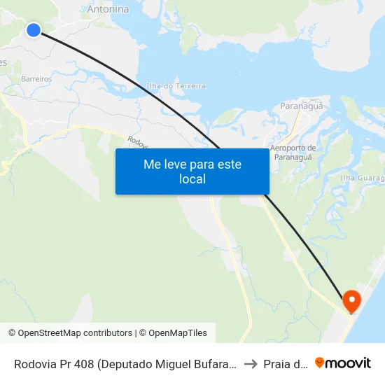 Rodovia Pr 408 (Deputado Miguel Bufara) - Trevo Estrada Da Graciosa to Praia de Leste map