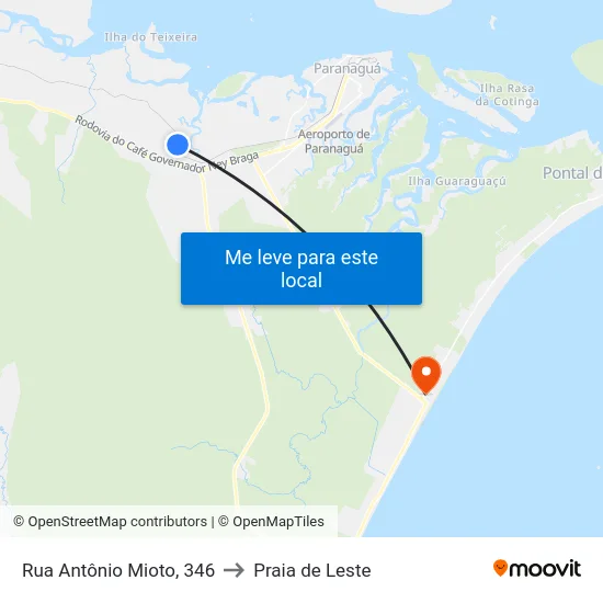 Rua Antônio Mioto, 346 to Praia de Leste map