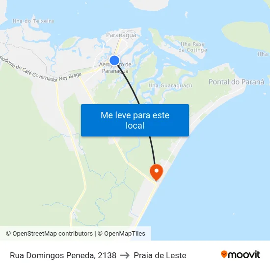 Rua Domingos Peneda, 2138 to Praia de Leste map