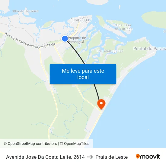 Avenida Jose Da Costa Leite, 2614 to Praia de Leste map