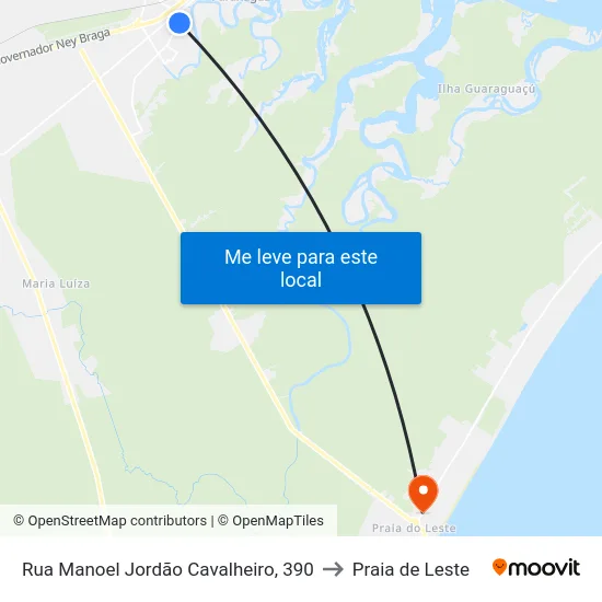 Rua Manoel Jordão Cavalheiro, 390 to Praia de Leste map