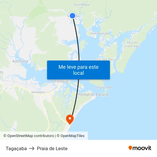 Tagaçaba to Praia de Leste map