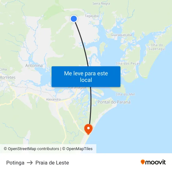 Potinga to Praia de Leste map