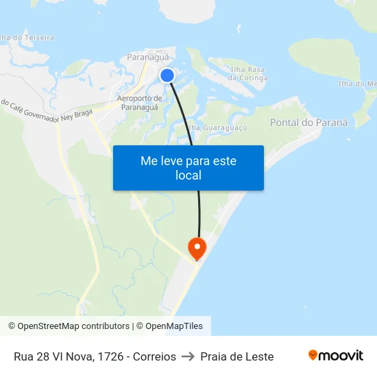 Rua 28 Vl Nova, 1726 - Correios to Praia de Leste map