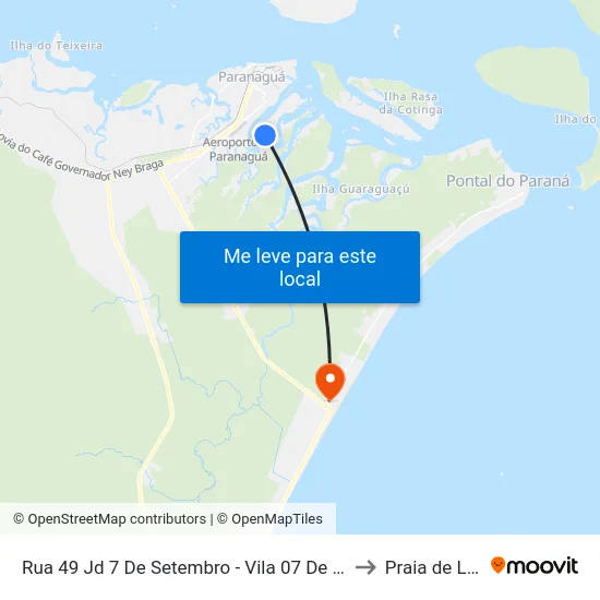 Rua 49 Jd 7 De Setembro - Vila 07 De Setembro to Praia de Leste map