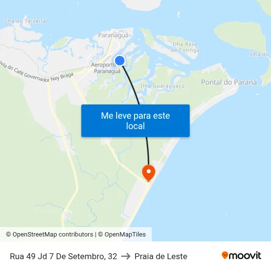 Rua 49 Jd 7 De Setembro, 32 to Praia de Leste map