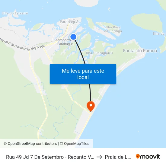 Rua 49 Jd 7 De Setembro - Recanto Valentin to Praia de Leste map