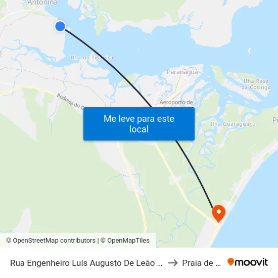 Rua Engenheiro Luís Augusto De Leão Fonseca, 1076 to Praia de Leste map