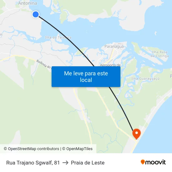 Rua Trajano Sgwalf, 81 to Praia de Leste map