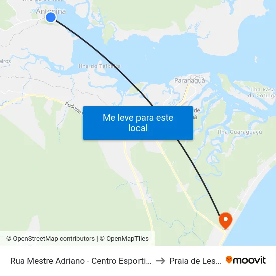 Rua Mestre Adriano - Centro Esportivo to Praia de Leste map