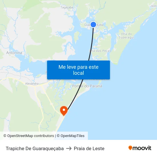Trapiche De Guaraqueçaba to Praia de Leste map
