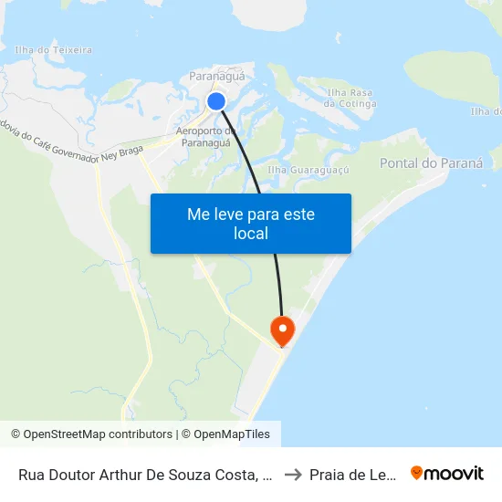 Rua Doutor Arthur De Souza Costa, 871 to Praia de Leste map