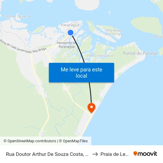 Rua Doutor Arthur De Souza Costa, 420 to Praia de Leste map