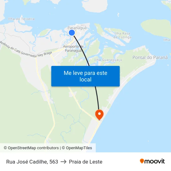 Rua José Cadilhe, 563 to Praia de Leste map