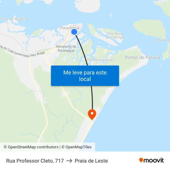 Rua Professor Cleto, 717 to Praia de Leste map