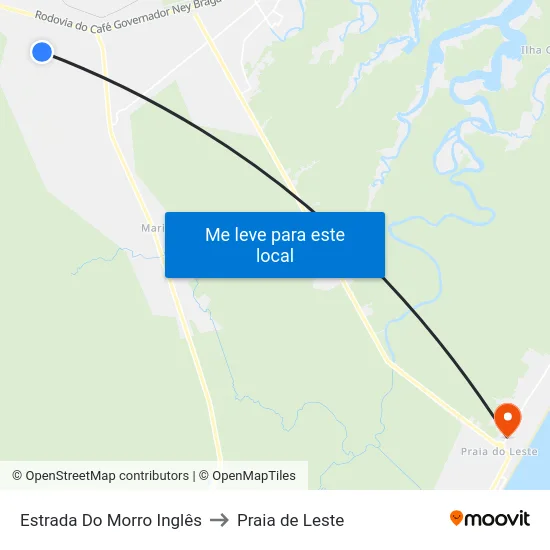 Estrada Do Morro Inglês to Praia de Leste map
