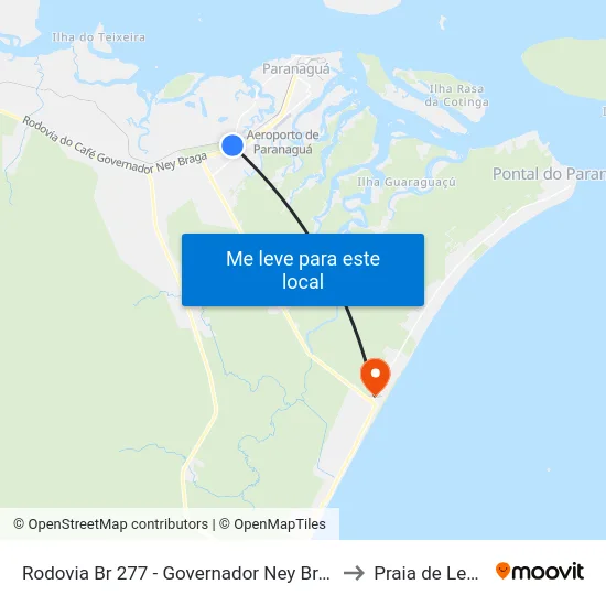 Rodovia Br 277 - Governador Ney Braga to Praia de Leste map