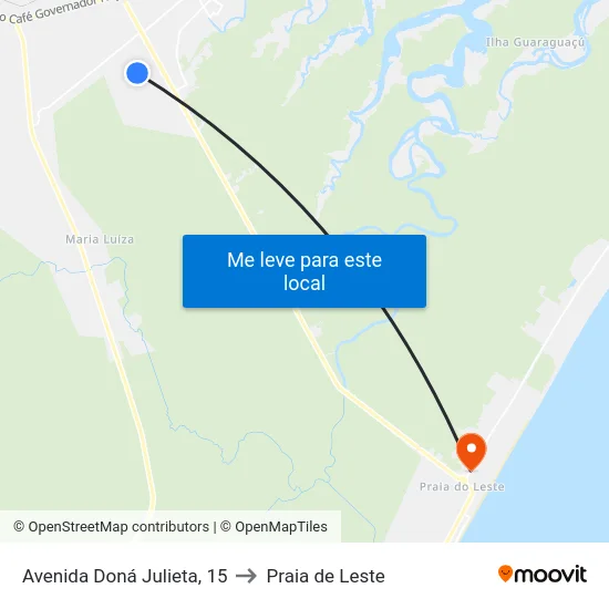 Avenida Doná Julieta, 15 to Praia de Leste map