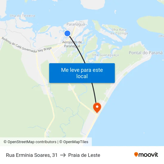 Rua Ermínia Soares, 31 to Praia de Leste map