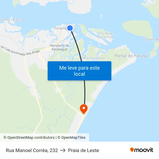 Rua Manoel Corrêa, 232 to Praia de Leste map