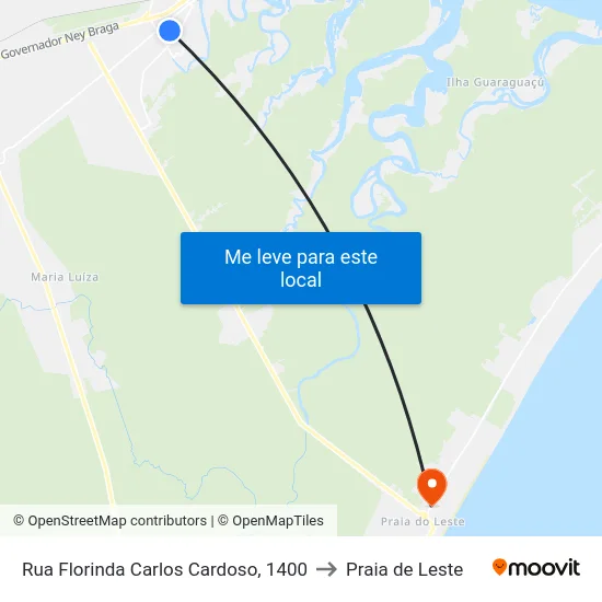 Rua Florinda Carlos Cardoso, 1400 to Praia de Leste map