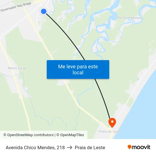 Avenida Chico Mendes, 218 to Praia de Leste map