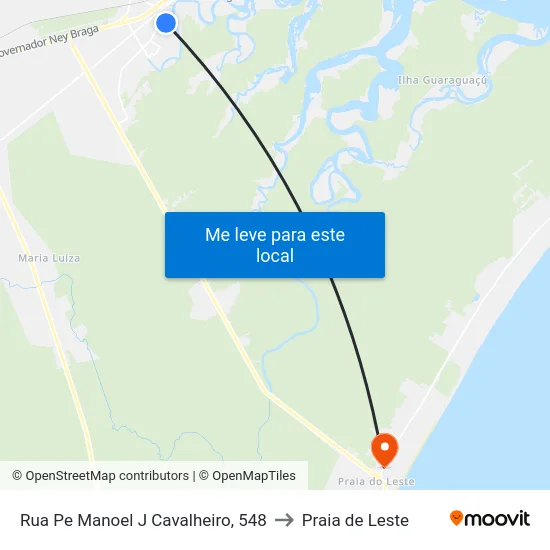 Rua Pe Manoel J Cavalheiro, 548 to Praia de Leste map