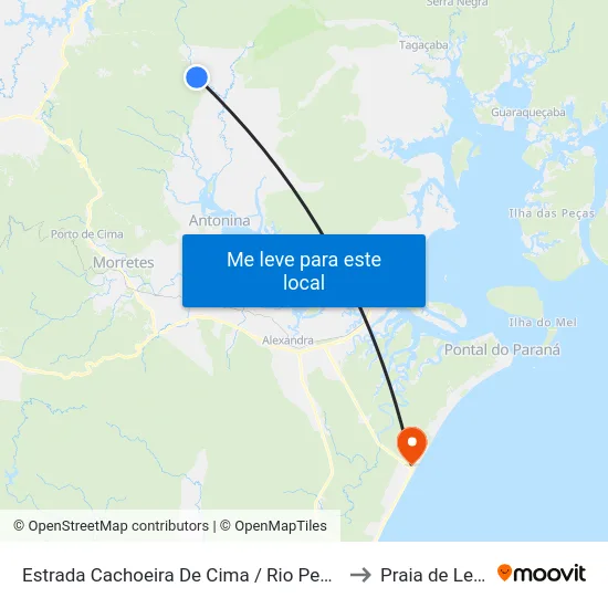 Estrada Cachoeira De Cima / Rio Pequeno to Praia de Leste map