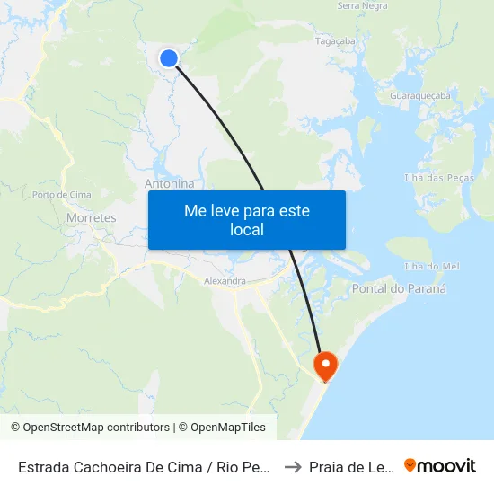 Estrada Cachoeira De Cima / Rio Pequeno to Praia de Leste map