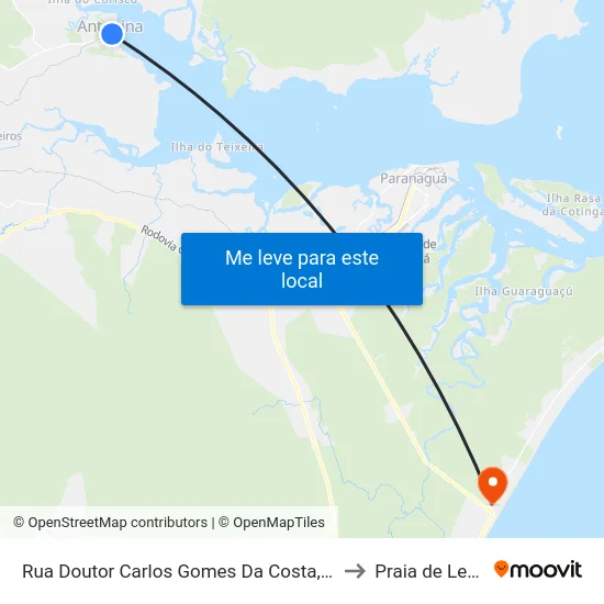 Rua Doutor Carlos Gomes Da Costa, 184 to Praia de Leste map