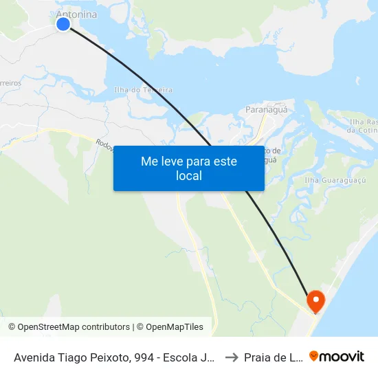 Avenida Tiago Peixoto, 994 - Escola João Paulino to Praia de Leste map
