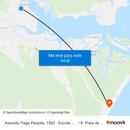 Avenida Tiago Peixoto, 1562 - Escola Maria Arminda to Praia de Leste map
