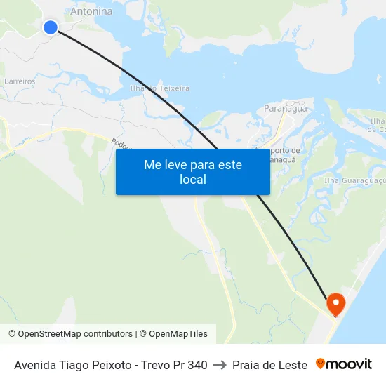 Avenida Tiago Peixoto - Trevo Pr 340 to Praia de Leste map