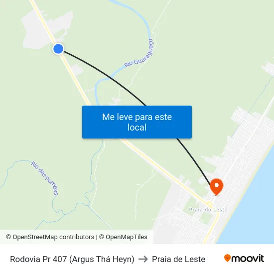Rodovia Pr 407 (Argus Thá Heyn) to Praia de Leste map