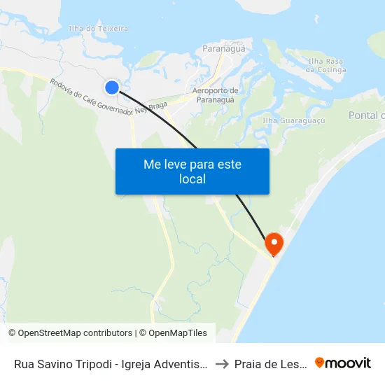Rua Savino Tripodi - Igreja Adventista to Praia de Leste map