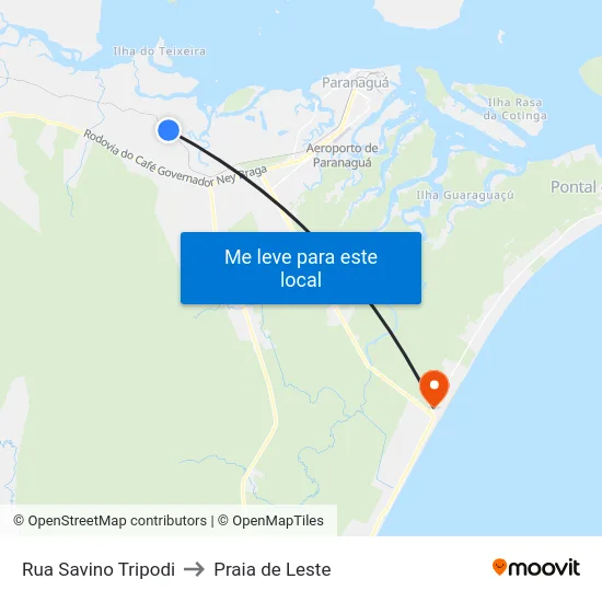 Rua Savino Tripodi to Praia de Leste map