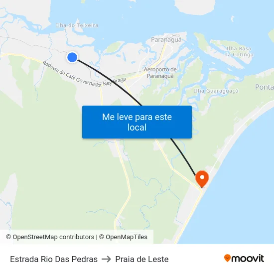 Estrada Rio Das Pedras to Praia de Leste map