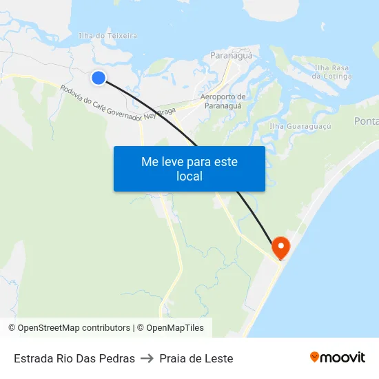 Estrada Rio Das Pedras to Praia de Leste map