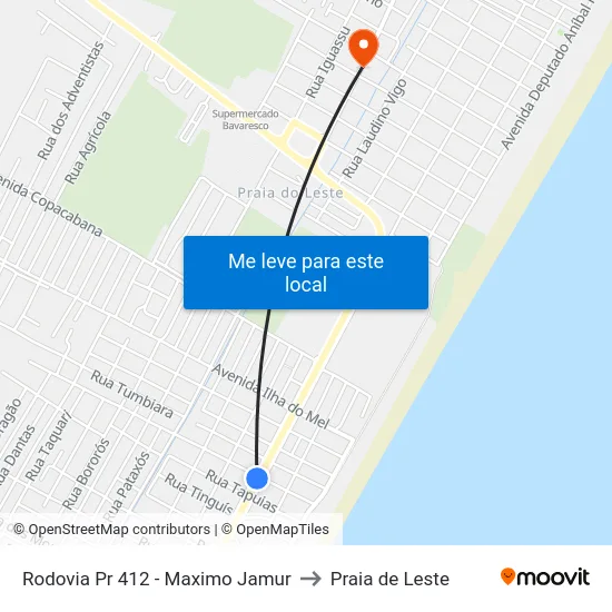 Rodovia Pr 412 - Maximo Jamur to Praia de Leste map