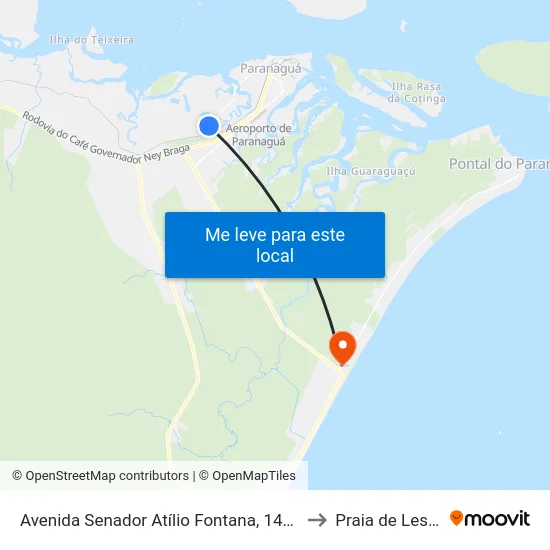 Avenida Senador Atílio Fontana, 1480 to Praia de Leste map