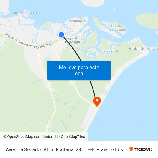 Avenida Senador Atílio Fontana, 2858 to Praia de Leste map