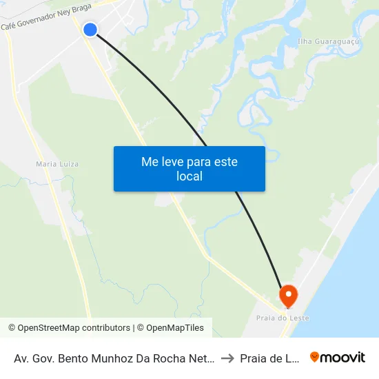Av. Gov. Bento Munhoz Da Rocha Neto, 6382 to Praia de Leste map