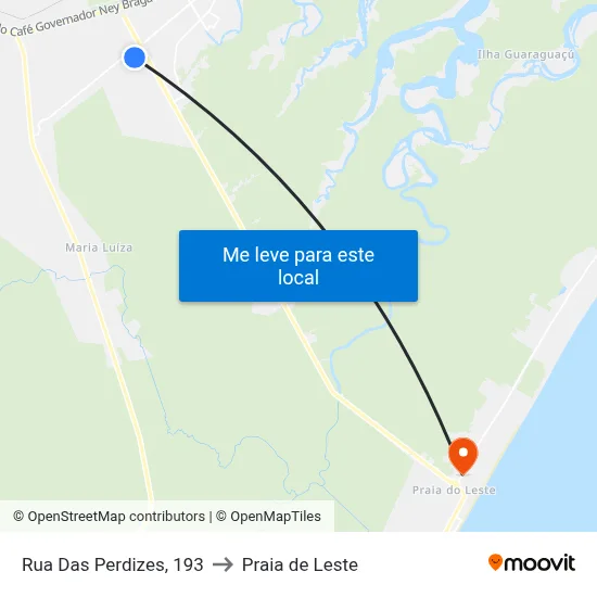Rua Das Perdizes, 193 to Praia de Leste map