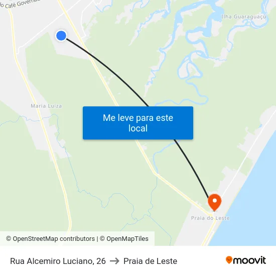 Rua Alcemiro Luciano, 26 to Praia de Leste map