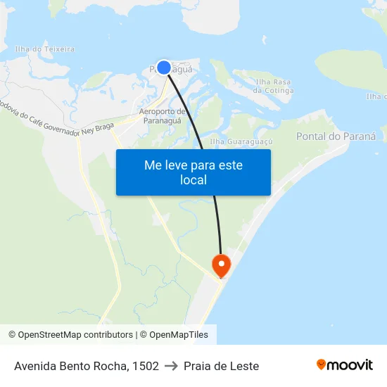 Avenida Bento Rocha, 1502 to Praia de Leste map