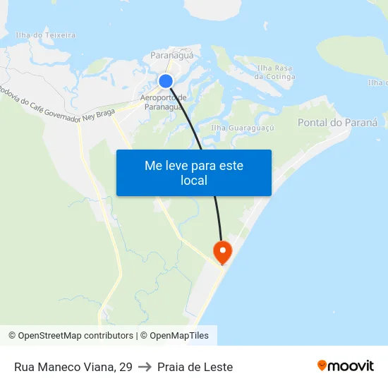 Rua Maneco Viana, 29 to Praia de Leste map